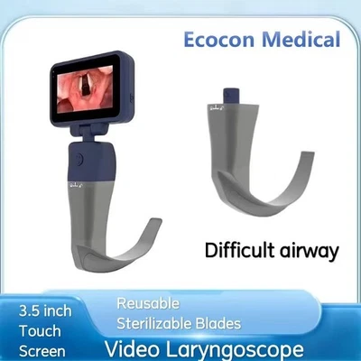 Laringoscopio de video con pantalla táctil de 3,5 pulgadas cuchillas esterilizables reutilizables + maleta Foto 1 de 4