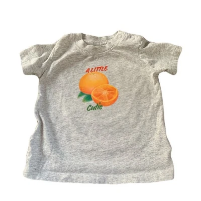 Baby Toddler Gray "A Little Cutie" Orange Graphic Tee Shirt 12 Months - Image 1 of 3