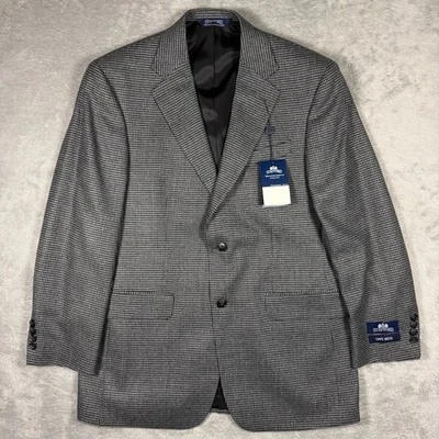 Blazer Stafford Sport Coat Masculino 40R Cabo Lã Merino Houndstooth Cinza Novo com etiquetas - Imagem 1 de 4