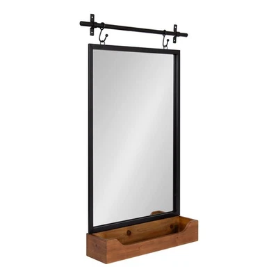 Gammons Modern Pub Mirror; 24 x 39; Rustic Brown and Black; Decorative Metal ... - Image 1 of 4