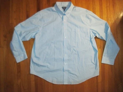Camisa de vestir Oxford Croft & Barrow azul brillante/blanco a rayas 19 3XL 36/37 nueva Foto 1 de 4