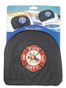 PATRIOTIC HEADREST COVERS - FIRE DEPT (Set of 2) Embroidered1028 - Picture 1 of 1