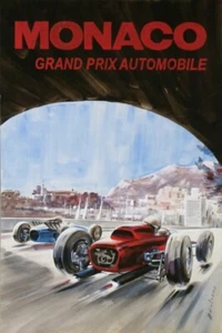 BELIGOND GOUACHE SKETCH MONACO AUTOMOTIVE GRAND PRIX CI 1960-65 VINATGE POSTER - Picture 1 of 1