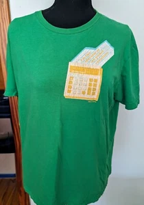 Vintage Paul Frank Green Calculator Pocket Size Medium M T-shirt Women's Juniors - Picture 1 of 4