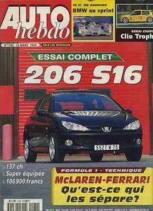 AUTO HEBDO n°1180 24/03/1999 206 S16 CLIO TROPHY 12h SEBRING - Imagen 1 de 1