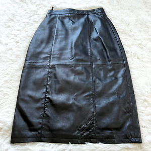 Leather Limited Womens Skirt Size 6 Black Genuine Leather Midi Y2K Pencil 13875
