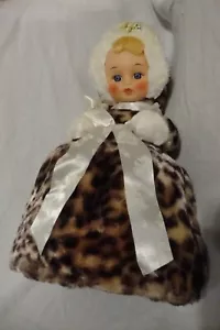 VINTAGE Gummi Gesicht Pyjama Tasche Puppe MCM 50er Jahre Reißverschluss Leopard Druck Plüschtier VHTF - Bild 1 von 12