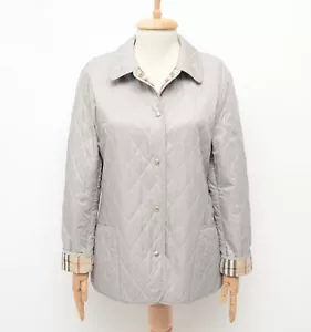 Women's Burberry London Gray Quilted Jacket Coat Nova Check Size M - Picture 1 of 13