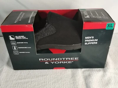 男式高级拖鞋,凝胶记忆泡沫,黑色 XL 13-14。 可水洗,温度控制 — 第 1/4 张图片