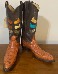 Ladies New Alligator Boots Size 7.5 B. Brown Made in USA. Genuine Alligator. - Picture 1 of 7