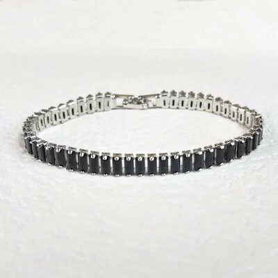 Nuevas pulseras de plata con dije de piedras preciosas de citrino verde delgado simple de 5 mm para mujer niña Foto 1 de 4