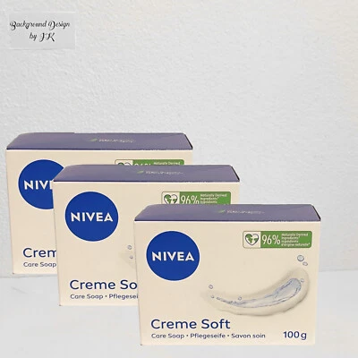 3x 100g Nivea Creme Soft Pflegeseife Seifenstück feuchtigkeitsspendend Seife