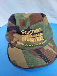 Vintage Seagrams Canadian Whiskey Hunters Camo Hat Fitted 7 3/4 Combat Cap - Picture 1 of 4