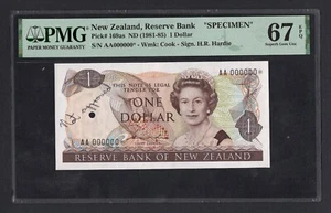 New Zealand One Dollar ND(1981-85) P169as "Replacement Specimen" UNC Grade 67 - Picture 1 of 2