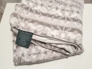 Ralph Lauren Highland Knit Throw Pillow Cover 20" X 20" Gray/Mauve/ White - Picture 1 of 4