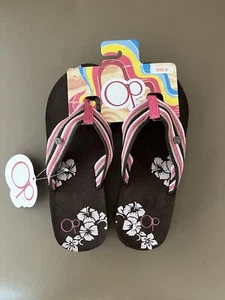 OP Ocean Pacific Laguna Brown/Pink Wedge Flip Flops Size 8 BNWT Never Worn - Picture 1 of 2