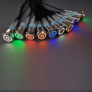 Push Button Switch Self locking LED Power 16mm Type On-off 5V 12V 24V 220V - Picture 1 of 75