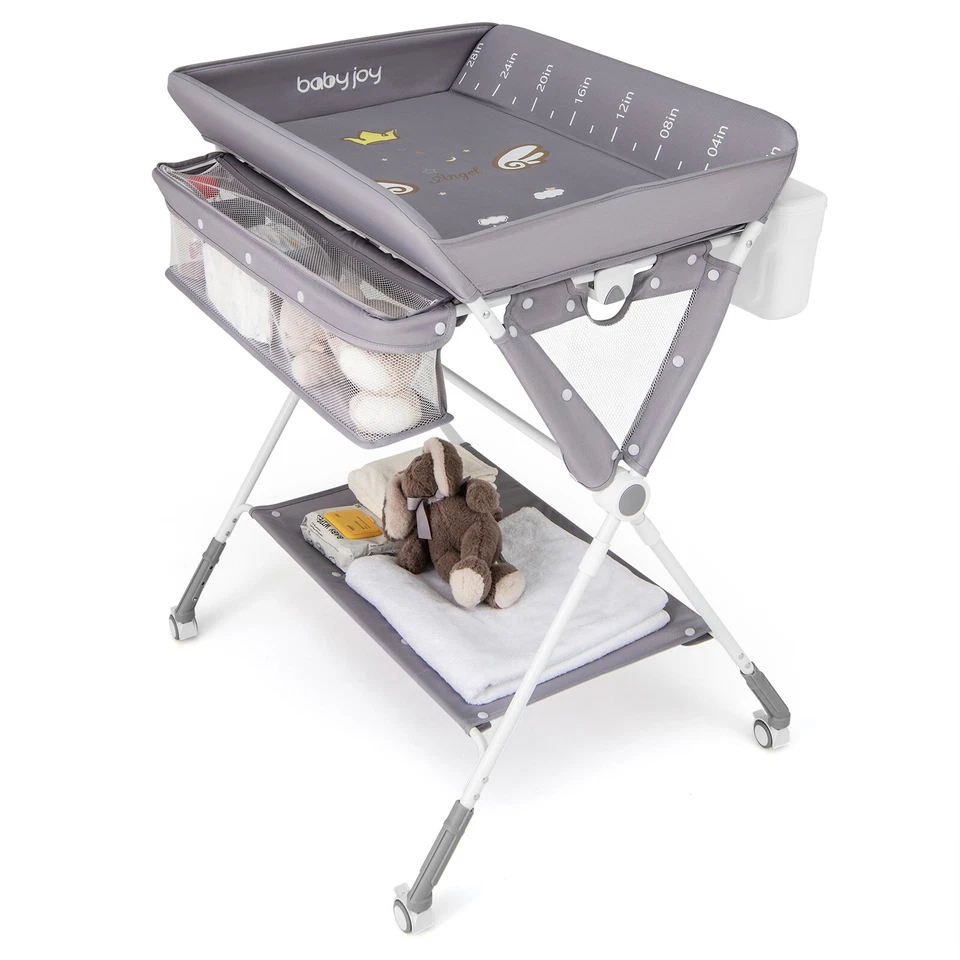 COSTWAY Mobiler Baby Wickeltisch klappbar höhenverstellbar Kinder Wickelkommode