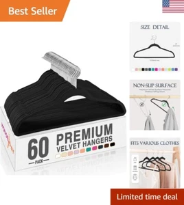Non-Slip Heavy-Duty Velvet Hangers 60 Pack - Perfect for Organizing Closets - Picture 1 of 11