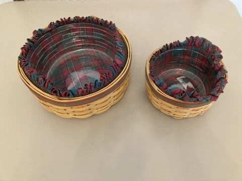 Longaberger Baskets, 2 Liners, 2 Protectors Only - Christmas From Iron Snowman Cover