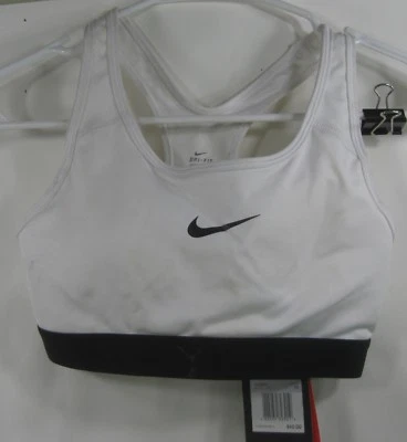 New Nike Pro Classic Padded Sports Bra White/Black WOMEN Size XS - Image 1 of 3