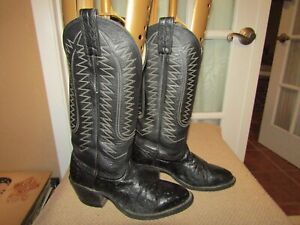 Unbranded Ladies Black Smooth Ostrich Western Cowgirl Boots Size 5 C