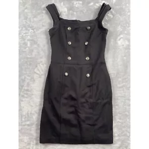 Bailey 44 Mini Dress XS Black Ponte Knit Military Eagle Button Commissar Bodycon - Picture 1 of 15