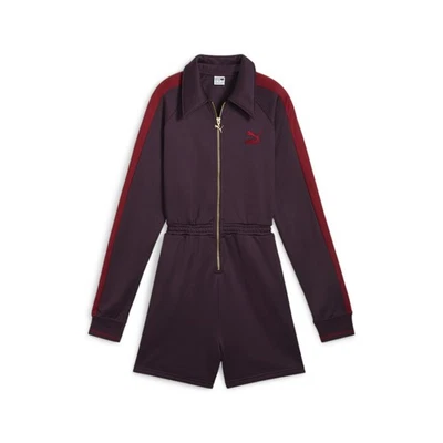 PUMA T7 Play Paris Collared Long Sleeve Romper Womens Purple  62681144 - image 1 of 2