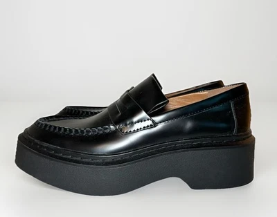 Mocasines de plataforma gruesos de cuero negro ZARA para mujer Y2K Preppy EE. UU. 7,5 UE 38 NUEVOS Foto 1 de 4