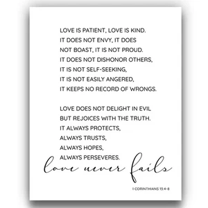 1 Corinthians 13 4-8 Love is Patient, Love is Kind Wall Decor | 11x14 UNFRAME... - Picture 1 of 9