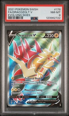 2021 POKEMON SWORD & SHIELD EVOLVING SKIES #178 FULL ART/DRACOZOLT V PSA 8 - Image 1 of 2