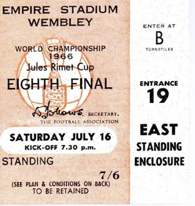 Used Ticket - 1966 World Cup England v Mexico 16.7.1966 - Picture 1 of 2