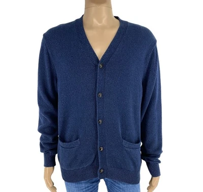 CHAPS Hombre Cardigan De Cuello En V Azul Marino 100% Algodón Talla L - Imagen 1 de 4