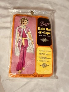Vintage Regenhut N Cape von Diane New York 60er 70er neu im Paket weiß gepunktet - Bild 1 von 10