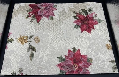 6件套Poinsettia挂毯桌椅,18英寸X14英寸棉和聚酯纤维,台湾 — 第 1/4 张图片