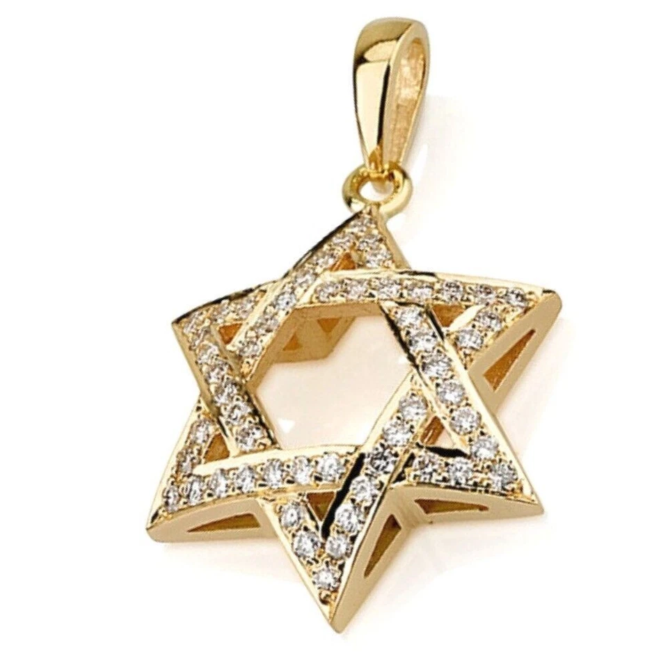 2.0Ct Round Cut Moissanite Star of David Charm Pendant In 14k Yellow Gold Plated - Image 1 of 4