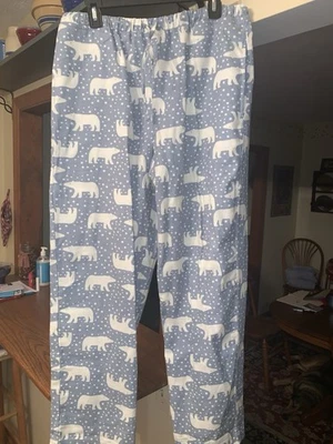 NEW Hanna Andersson Unisex Polar Bear Flannel Pajama Pants Adult Sz M Retail $59 - Image 1 of 4