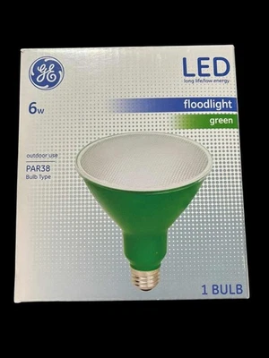 Proyector LED Larga Vida Color Verde PAR38 Exterior 6W GE  Foto 1 de 4