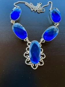 Fire In My Heart Topaz Stone .925 Silver Handmade Jewelry Necklace 47 Gr. - Picture 1 of 6