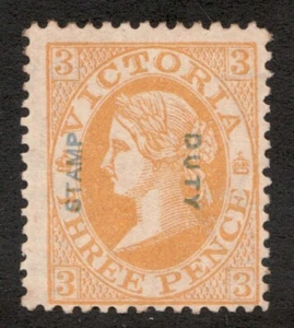 1885 Victoria, Australia Sc# 155 - Three Pence Duty Stamp, QV, Orange. MH Cv$75 - Picture 1 of 1