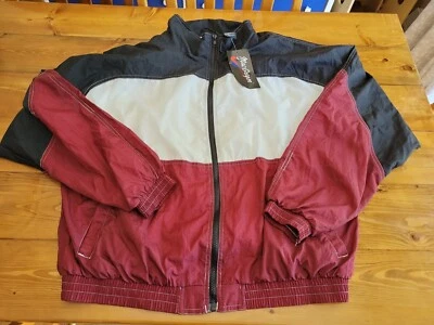 Винтажный MacGregor нейлона полный молнии черный бордовый белый куртка XL новый с Ярлыками - Изображение 1 из 4