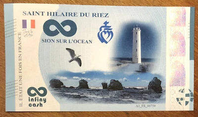 2023 SAINT-HILAIRE-DU-RIEZ "DE" FAUTÉ BILLET INFINY CASH NO EURO SOUVENIR MONEY - Photo 1/2