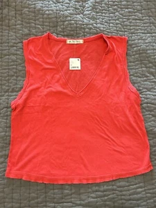New NWT We The Free People Tank Blouse Womens Coral Red Oversized Size XS XSmall - Picture 1 of 2