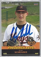 2011 Choice Frederick Keys Clay Schrader #21 IP autograph signed card