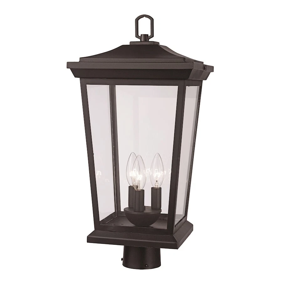 Linterna de montaje poste de 3 luces para exteriores Trans Globe Turlock, negra/clara - 50778BK Foto 1 de 1