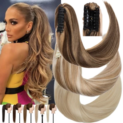 120G Real Remy Claw Ponytail Clip In 100% Human Hair Extensions Pony Tail THICK - Image 1 of 4