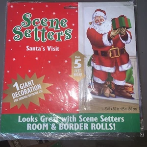 SANTA CLAUS Scene Setter Christmas party wall decoration kit over 5' Backdrop - Picture 1 of 3