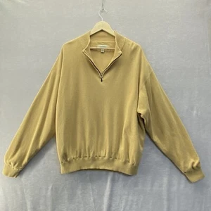 CABELA'S 1/4 Zip WindShear Lined Pullover Sweater Men's XL Beige Mustard Tan - Picture 1 of 12