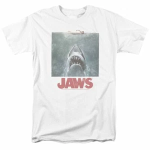 Jaws Distressed Jaws T Shirt Licensed Shark Movie Retro Tee Classic White - Picture 1 of 2