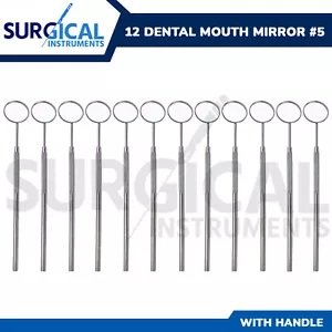 12 Pcs Dental Mouth Mirror #5 w/Handle Dental Instruments Stainless German Grade - Picture 1 of 6